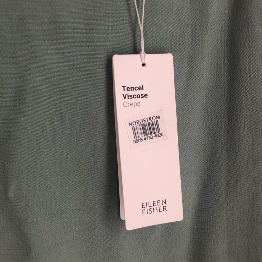 Eileen Fisher size Medium Green Crepe Tencel Slip Long Night Out Dress NEW - Picture 5 of 10